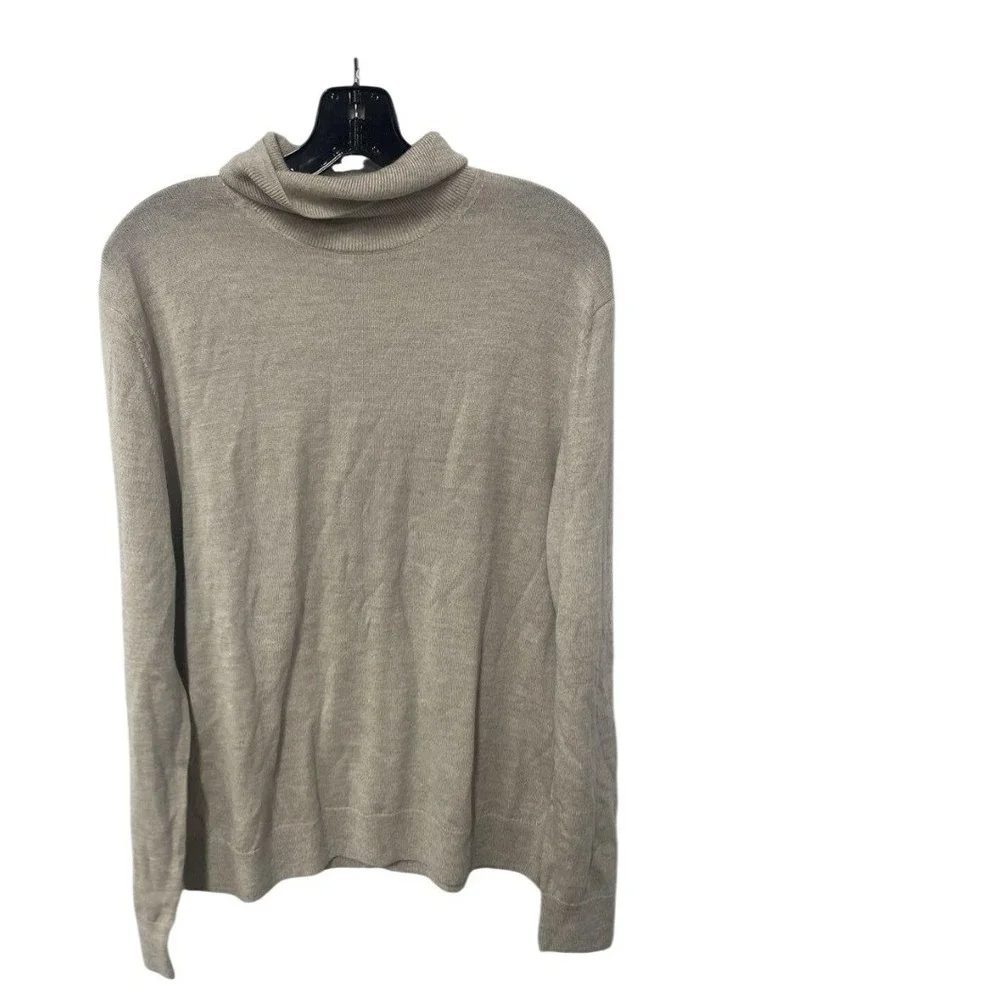 Banana Republic Merino Wool Turtleneck Sweater Mens Large Tan Beige Pullover L